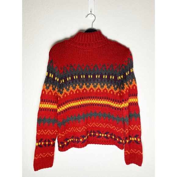 Vintage 90s Women's It's Our Time Turtleneck Knit Sweater Fair Isle Striped Cozy - Picture 2 of 6